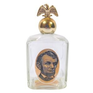 Vintage Avon Abraham Lincoln Empty Leather Aftershave Glass Bottle Eagle Cap